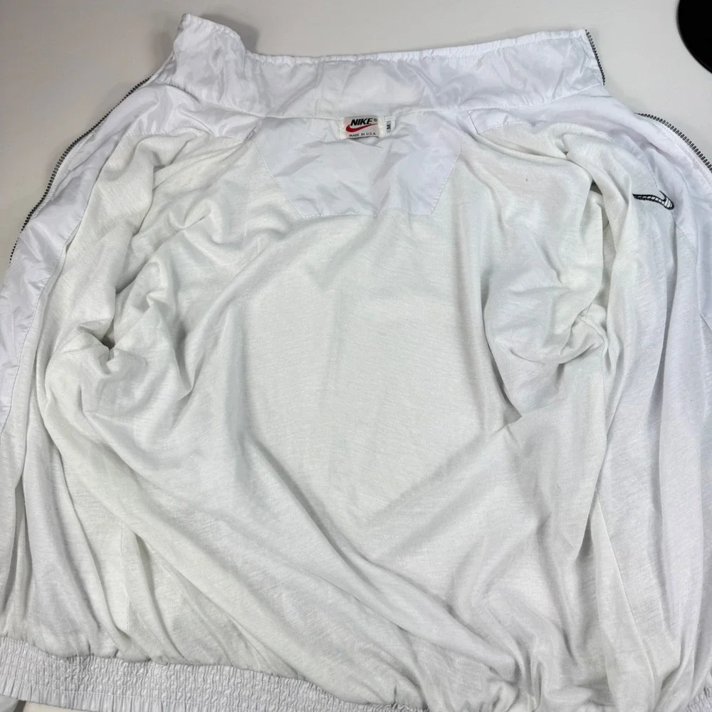Nike Mens Medium Vintage Windbreaker Jacket White USA Swoosh 90s‎ Streetwear
